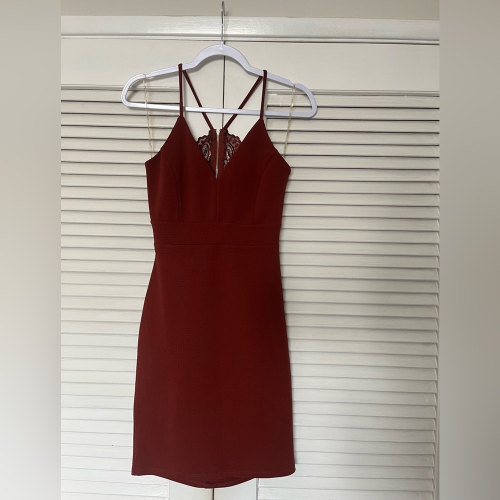 Lace back Rust Mini Dress size S